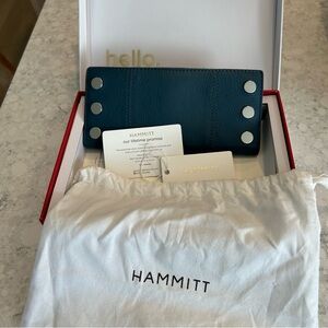 Hammitt Navy Leather Wallet with Silver Details